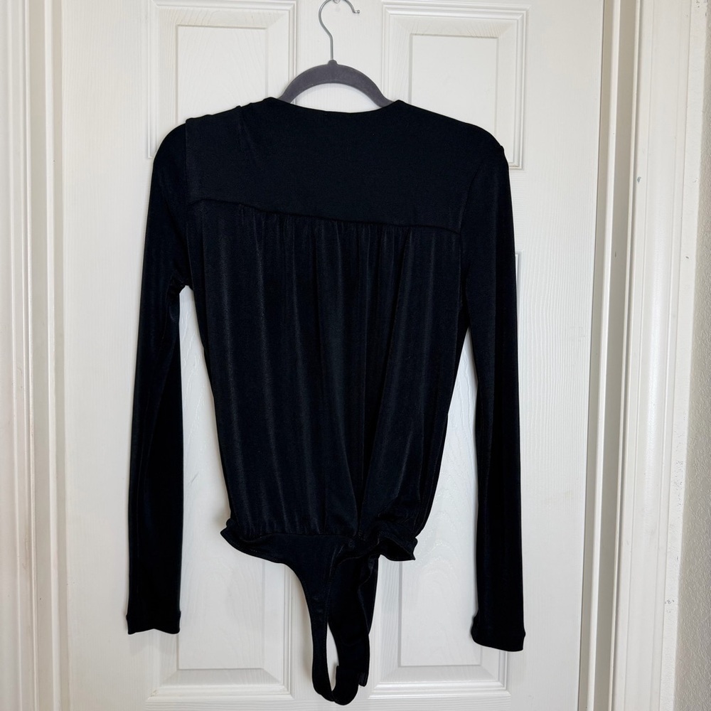 Free People Turnt Faux Wrap Draped Bodysuit.  Deep V-Neck - Picture 9 of 11